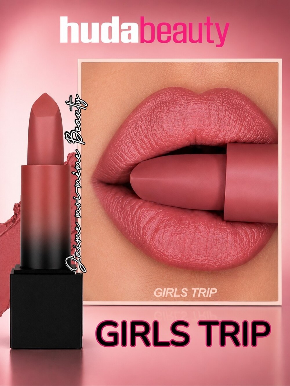 HUDA BEAUTY Girls Trip Lipstick - Cool Toned Soft Natural Pink